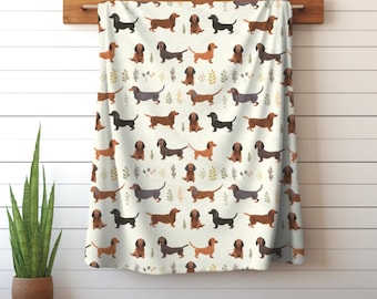 Couverture botanique teckel - jeté en peluche confortable en velouté, cadeaux pour les amoureux des teckels, couverture légère pour chien, cadeau pour chien saucisse pour les amateurs de Doxie