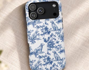 Golden Retriever French Toile de Jouy MagSafe Tough Phone Case iPhone 18, 17, 16, 15 Pro Max Case, Dog Lovers Magnetic Phonecase