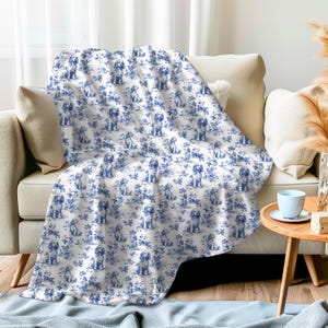 Coperta in tela francese per Cocker Spaniel - Coperta in velluto Toile de Jouy per mamma Cocker Spaniel, regalo per amante dei cani in stile country francese