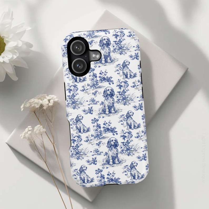 Cocker Spaniel French Toile MagSafe Tough Phone Case for iPhone 17, 16, 15, 14 Pro Max Case Protective Magnetic Tough Cases, Spaniel Lovers image 3