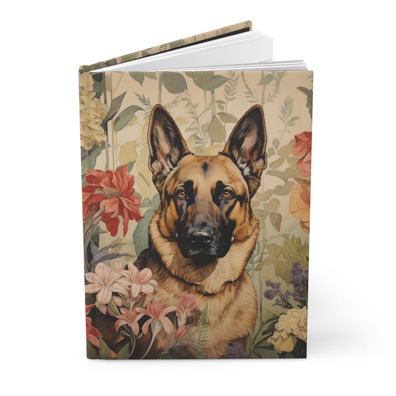 Gsd Journal German Shepherd Hardcover Journal - Floral German Shepherd Dog Notebook ...