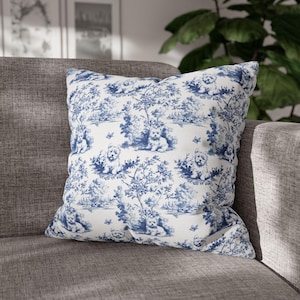 Westie French Toile Pillow Cover, Elegant Toile de Jouy Pillowcase Gifts for Westie Mom, Terrier Dog Lovers French Country Cushion Cover