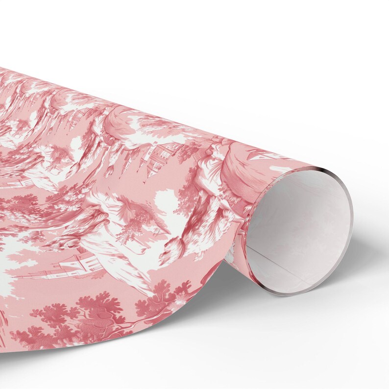 Westie roze toile inpakpapier - Toile de Jouy West Highland Terrier cadeauverpakking voor verjaardagen en feestdagen, hond moeder aanwezig - glanzend of mat afbeelding 7