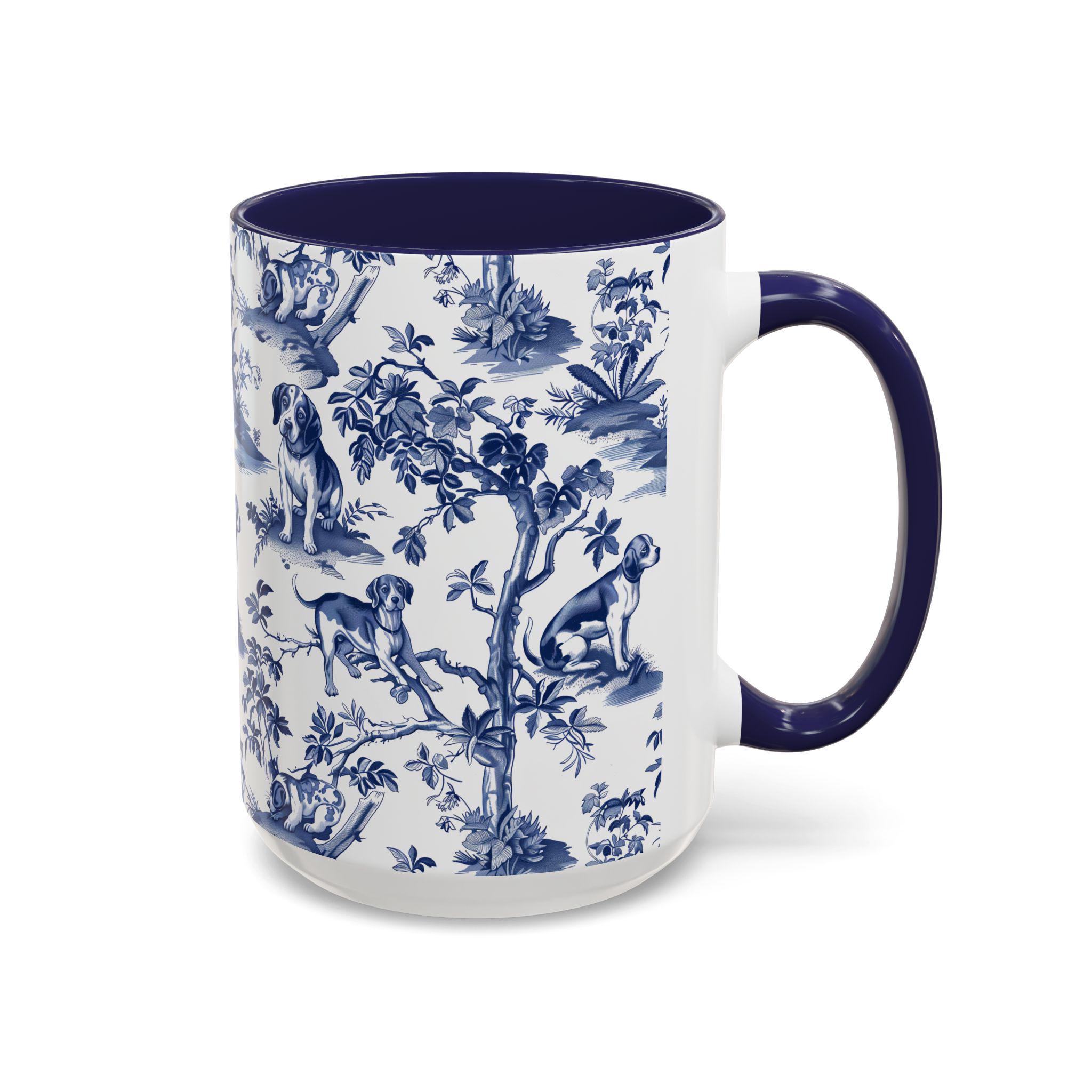 Beagle French Toile De Jouy Mug - Beagle Lovers Blue Toile Coffee 