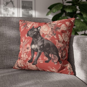 Cane Corso Floral Pillow Cover, Rosy Red Vintage Flowers Cushion Cover for Cane Corso Dog Lovers, Decorative Pillow Gift for Cane Corso Mom