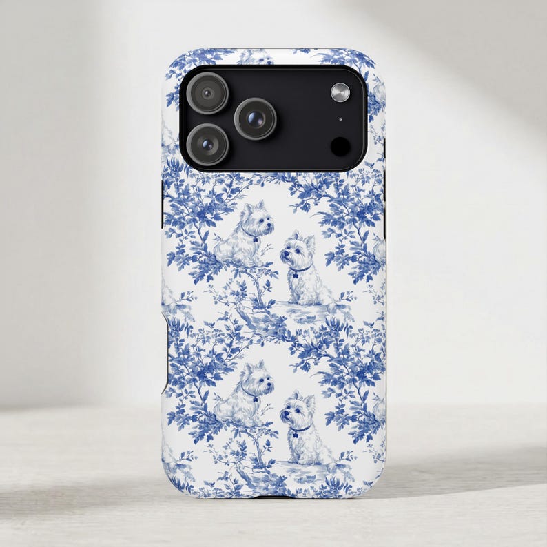Westie Chinoiserie MagSafe Tough Phone Case iPhone 17, 16, 15, 14 Pro Max Case, West Highland Terrier Dog Lovers Magnetic Tough Phonecase image 3