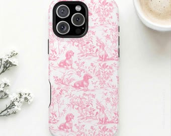 Funda protectora magnética MagSafe resistente con estampado de perro salchicha rosa pastel para iPhone 17, 16, 15, 14 Pro Max, ideal para amantes de los perros salchicha.