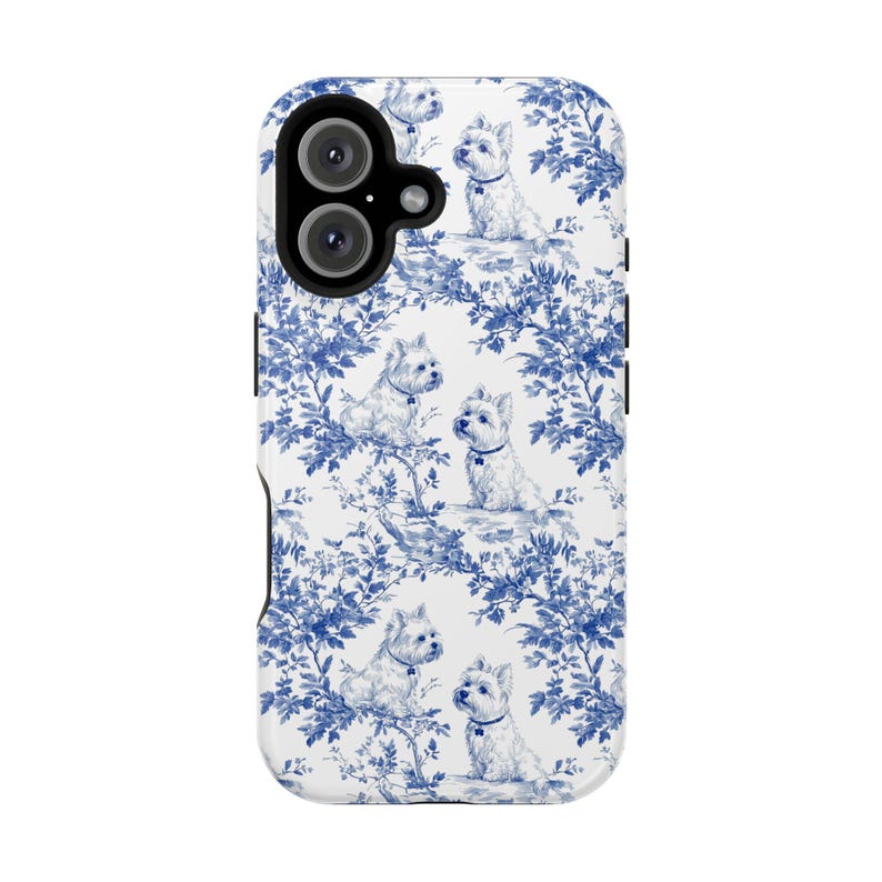 Westie Chinoiserie MagSafe Tough Phone Case iPhone 16, 15, 14 Pro Max Plus Case, West Highland Terrier Dog Lovers Magnetic Tough Phonecase