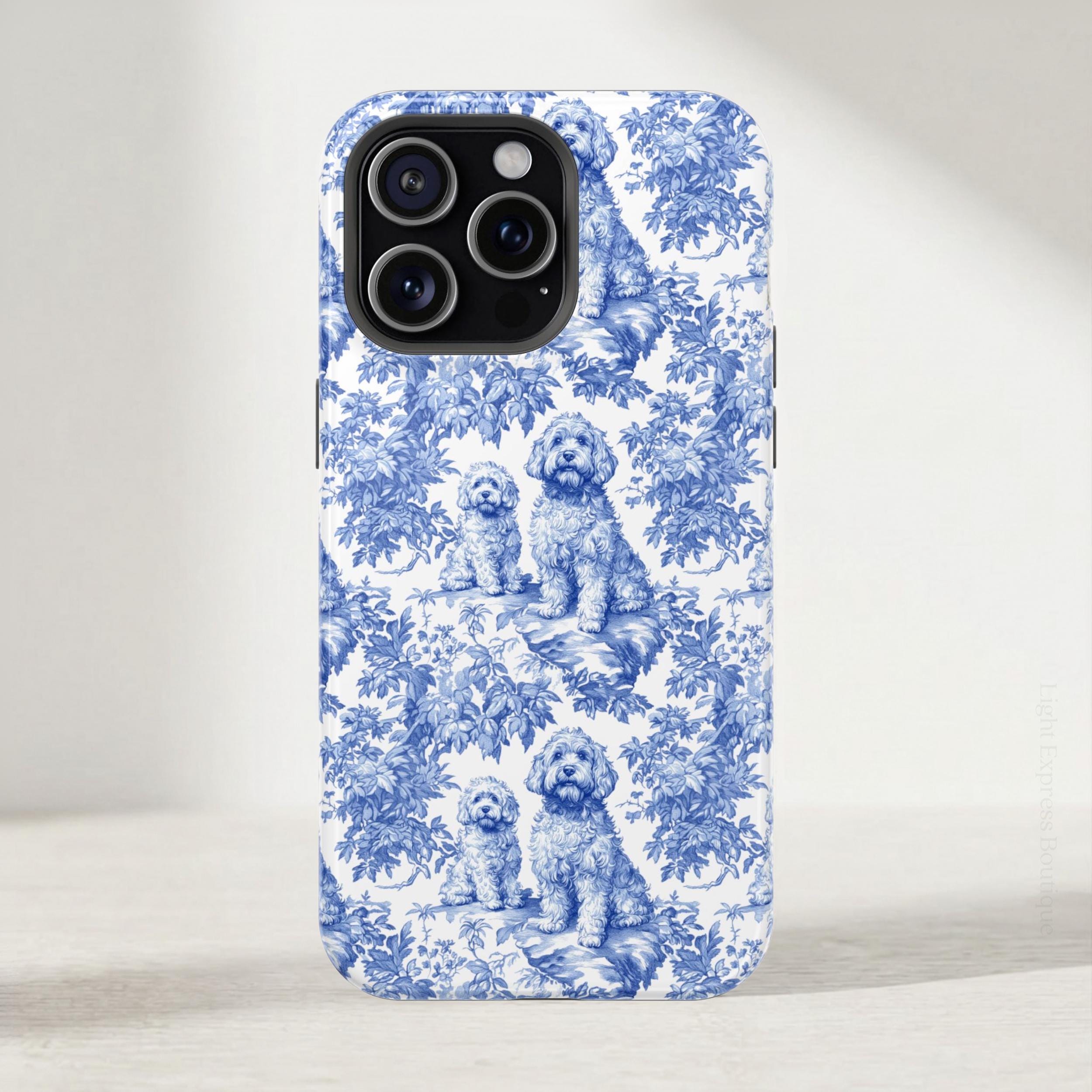 Goldendoodle Blue French Toile Magsafe Tough Phone Case iPhone 18