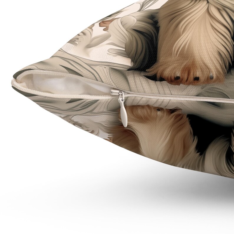 Almohada floral de Yorkshire Terrier: cojín inspirado en William Morris, en tonos neutros apagados, incluye inserto, regalo para amantes de los Yorkshire Terrier, decoración floral de granja imagen 8