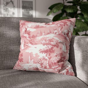 Westie Pink Toile Pillow Cover, Pink Toile de Jouy Pillowcase, French Country West Highland Terrier Cushion Cover, Dog Lover Gifts