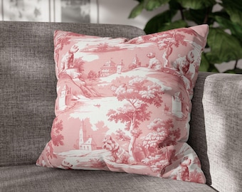 Westie Pink Toile Pillow Cover, Pink Toile De Jouy Pillowcase
