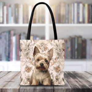 Yorkshire Terrier Floral Tote Bag - Everyday Bag for Books & Shopping, Cute Yorkie Gift, Eco Friendly Carryall, Reusable Tote Bag for Her