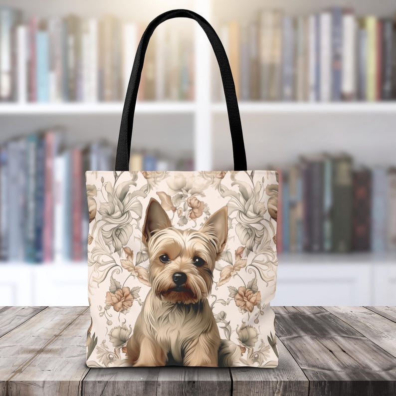 Yorkshire Terrier Floral Tote Bag - Everyday Bag for Books & Shopping, Cute Yorkie Gift, Eco Friendly Carryall, Reusable Tote Bag for Her