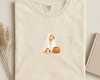 Goldendoodle Halloween Shirt, Spooky Doodle Mom T-Shirt, Comfort Colors® Dog Fall Tee, Ghost Dog Shirt