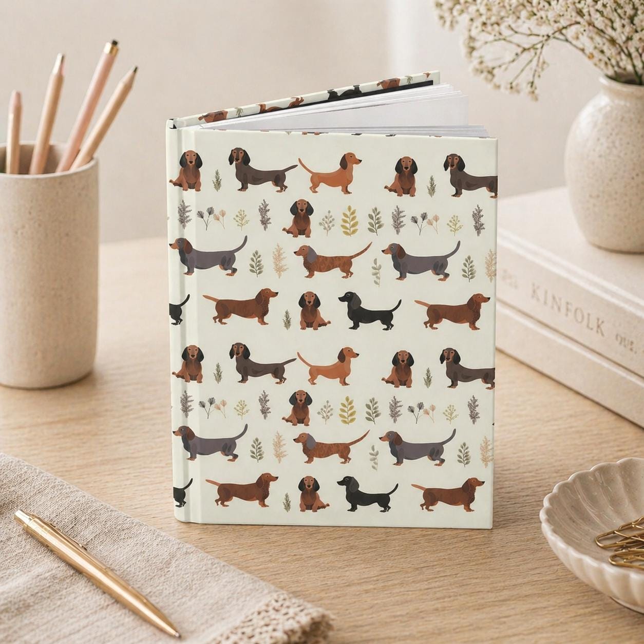 Dachshund Botanical Hardcover Journal - Doxie Notebook for Dog Lovers ...