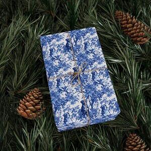 Pitbull French Toile de Jouy Wrapping Paper - Birthday Dog Mom Blue Toile Gift Wrap for Pittie Lovers, Holiday Present Wrap Glossy/Matte image 7