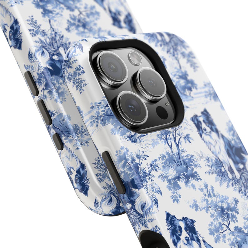 Border Collie MagSafe Blå Toile Tough Mobilskal iPhone 17, 16, 15, 14 Pro Max Skal, Magnetiskt Tough Mobilskal Border Collie Hundälskare Gåva bild 3