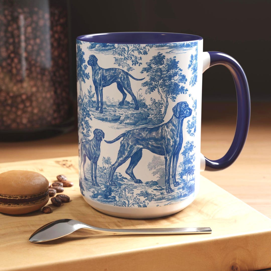 Rhodesian Ridgeback Bue Toile Mug: French Toile De Jouy Coffee Cup Gift ...