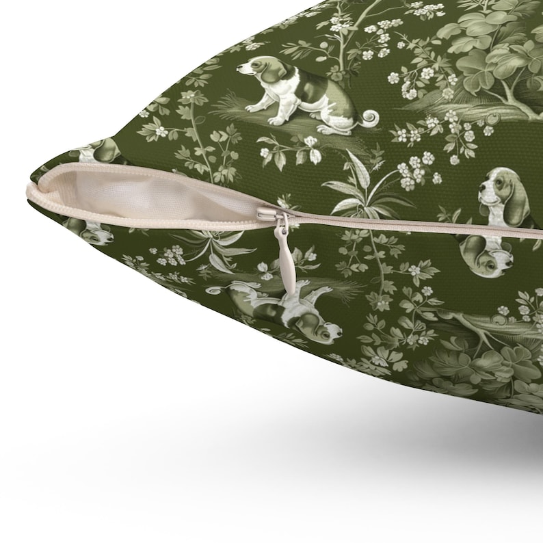 Beagle French Toile Pillow - Beagle Green Toile Cushion Dog Pillow INCLUDES INSERT, Decorative Pillow Cushion Farmhouse Decor Dog Mom Pillow image 6