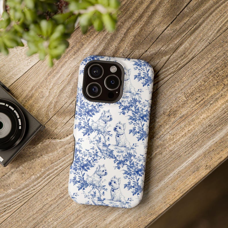 Westie Chinoiserie MagSafe Tough Phone Case iPhone 16, 15, 14 Pro Max Plus Case, West Highland Terrier Dog Lovers Magnetic Tough Phonecase