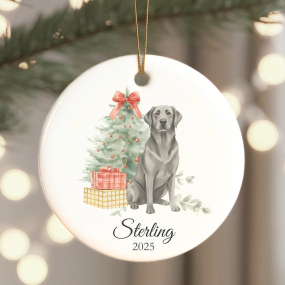 Custom Silver Labrador Ornament: Personalized Labrador Retriever Christmas Keepsake 2025 Gift for Lab Lovers, Dog Holiday Decor