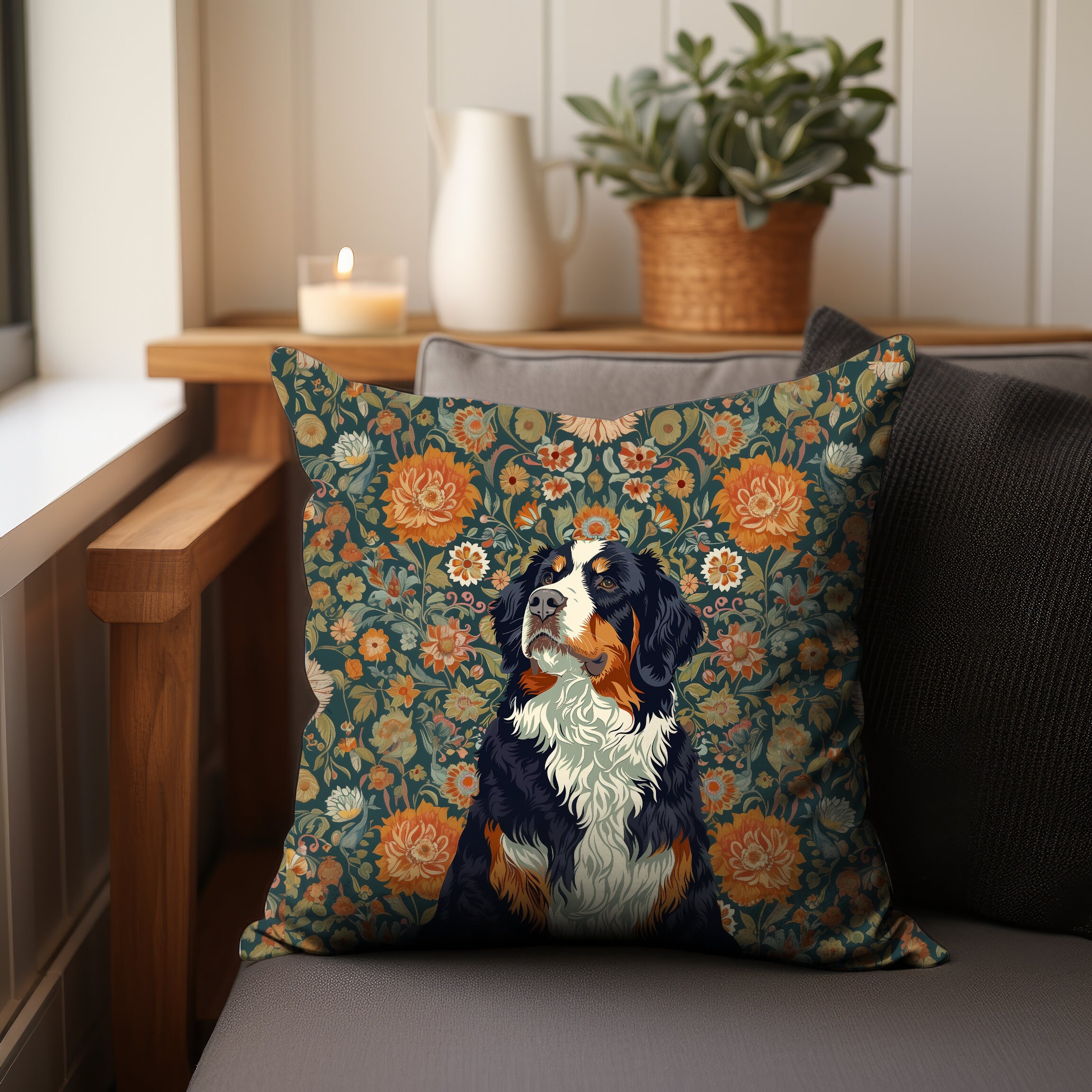 Bernese Mountain Dog Pillow Throw Cushion, INSERT INCLUDED