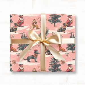 Carta da regalo natalizia a forma di schiaccianoci bassotto - Carta natalizia rosa a forma di cane salsiccia, carta da regalo natalizia Doxie Lovers - Satinata o opaca e 3 misure