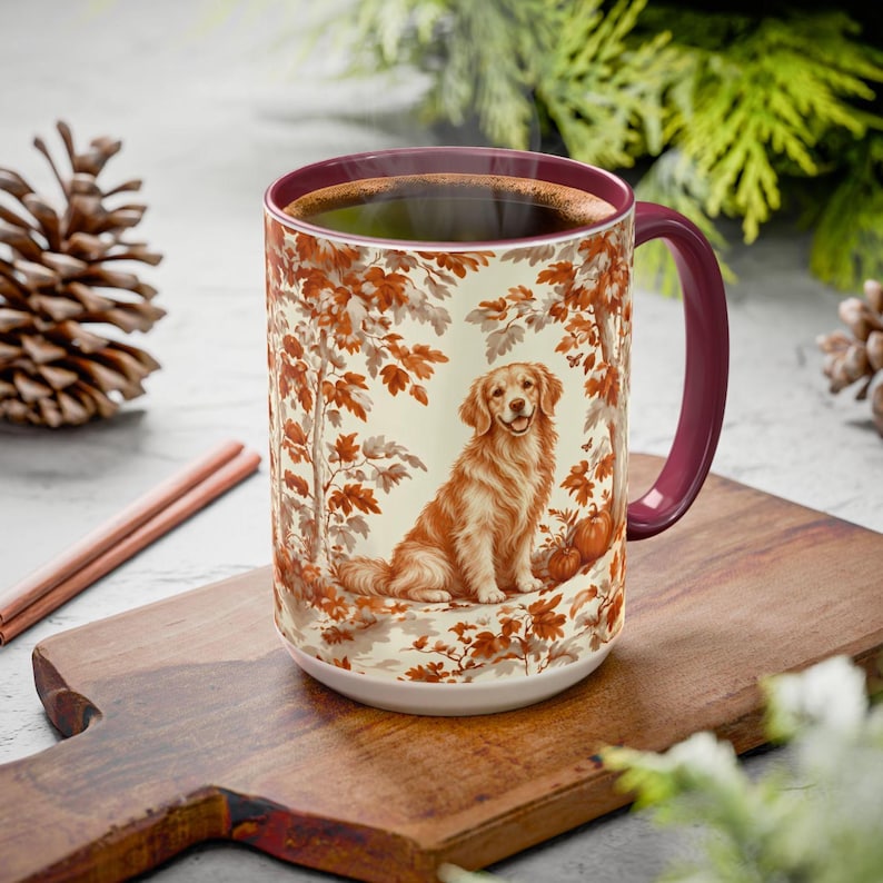 Golden Retriever Fall Toile Mug.