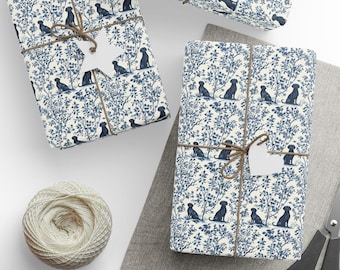 Schwarzer Labrador Toile De Jouy Geschenkpapier, Premium Hunde Geschenkpapier für Labrador Mama, Labrador Retriever Geschenkpapier - Wählen Sie glänzend oder matt