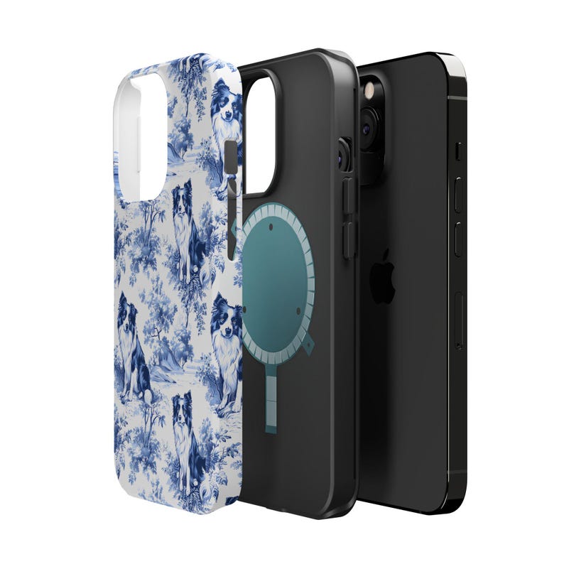 Border Collie MagSafe Blå Toile Tough Mobilskal iPhone 17, 16, 15, 14 Pro Max Skal, Magnetiskt Tough Mobilskal Border Collie Hundälskare Gåva bild 6
