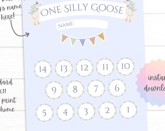 One Silly Goose Birthday Countdown: Blue First Birthday Tracker (PDF & JPEG Digital Download