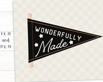 Wonderfully Made Pennant Print, Psalm 139:14, Down Syndrome Awareness (Digital Download)