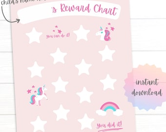 Unicorn Reward Chart: Potty Training, Behavior Tracker (PDF & JPEG Digital Download)