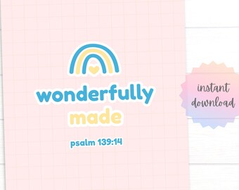 Psalm 139:14 Printable, Down Syndrome Rainbow Decor (Digital Download)