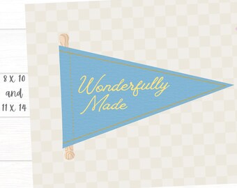 Wonderfully Made Pennant Print, Down Syndrome Awareness Decor (Digital Download)