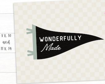Fearfully and Wonderfully Made Pennant Vintage Wall Decor, Psalm 139:14 Print, Printable Bible Verse, Special Needs, Down Syndrome Awareness