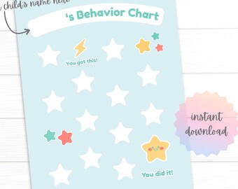 Boy's Behavior Reward Chart: Homeschool Routine Tracker (PDF & JPEG Digital Download)