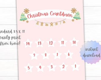 Christmas Countdown Calendar: Festive Christmas Cookie Two Week Printable Tracker (PDF & JPEG Digital Download)