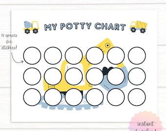 Construction Truck Potty Training Chart: Toddler Reward System (PDF & JPEG Download)