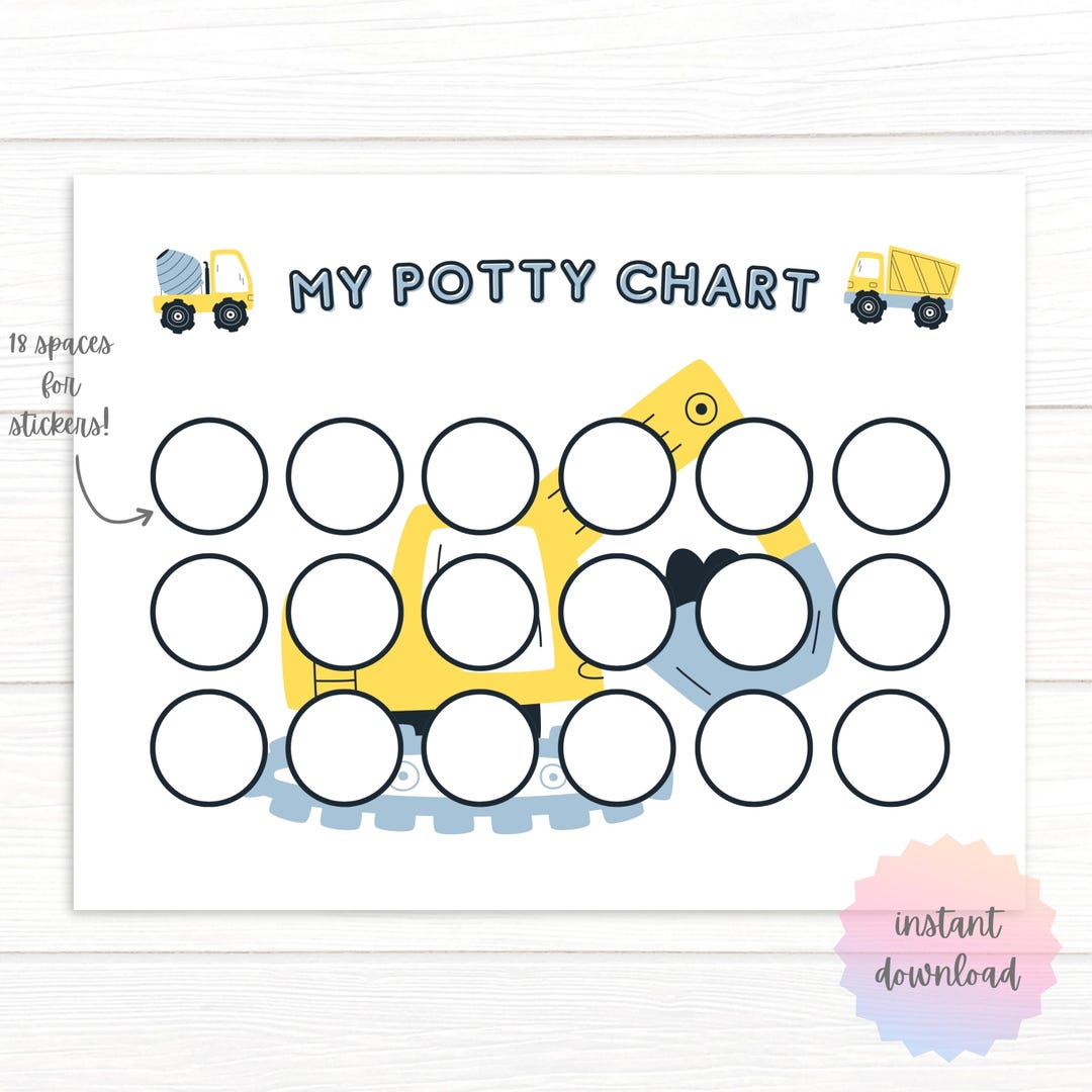 Construction Truck Potty Training Chart: Toddler Reward System (PDF ...