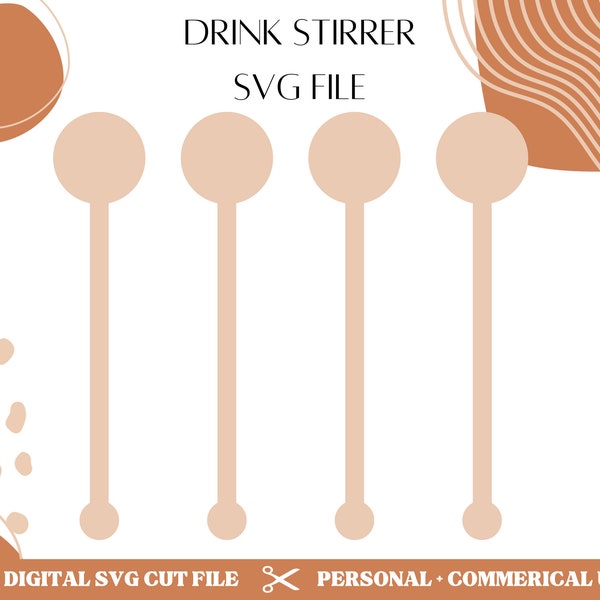 Digital SVG Laser Cut Drink Stirrer | Laser Cut Swizzle Stick | Glowforge SVG | Laser Cut File | Drink Stir Digital File | Swizzle Stick SVG