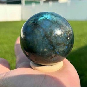 Labradorite Sphere | Blue Flash | Wooden Stand | Metaphysical