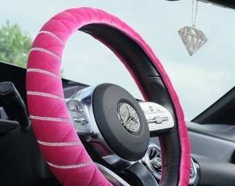 Quilted Sparkle Velvet Steering Wheel Cover / Car Accessories for Women / Car Ornaments / Luxury Car Decor / Fancy Boujee Girly Car Decor
