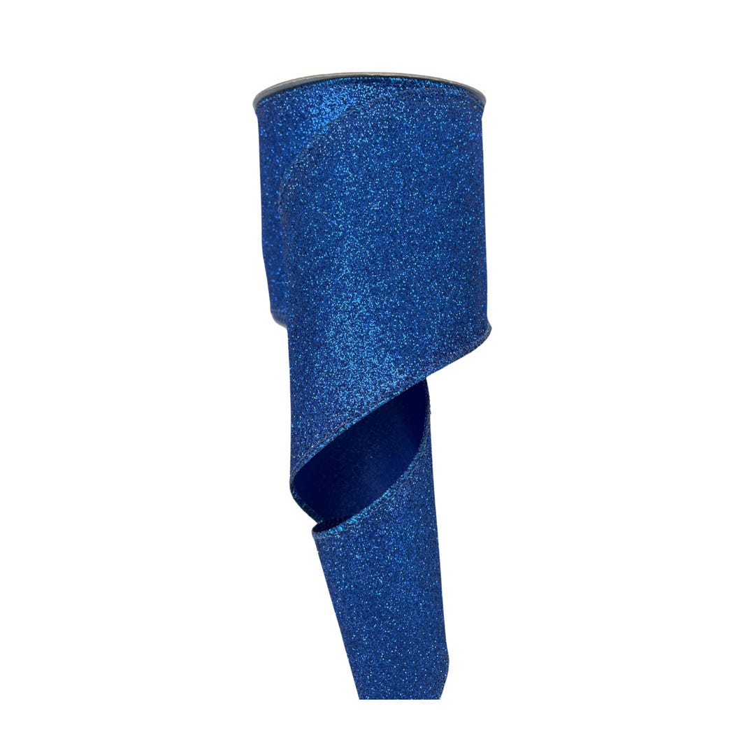 Royal Blue Diamond Dust Glitter Wired Ribbon - 4