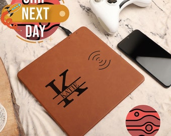 Personalized Phone Charger, Coworker Gift, Office Gifts, Custom Leather Charging Mat, Gift for Him & Her, Coworker Gift, Office Gifts