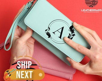 Cartera de cuero para mujer, Cartera de cuero para mujer, Regalos para ella, Regalo de aniversario, Cartera personalizada para mujer, Cartera personalizada para mujer