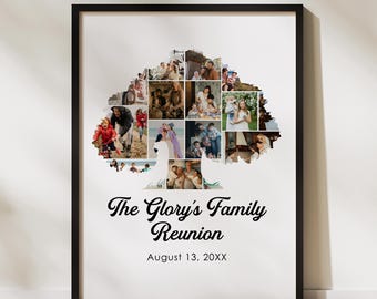 Family Tree Photo Frame, Family Reunion Gift, Unique Framed Art, Tree Design Photo Frame, Gift for Family, Cute Gift, Modern Wall Art