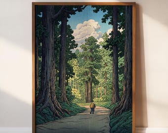 Forest Path Art Print, Vintage Landscape Wall Decor, Nature Decor