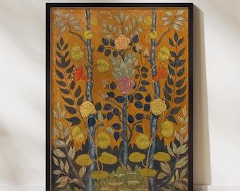 Vintage Floral Art Print in Photo Frame, Emile Bernard Style